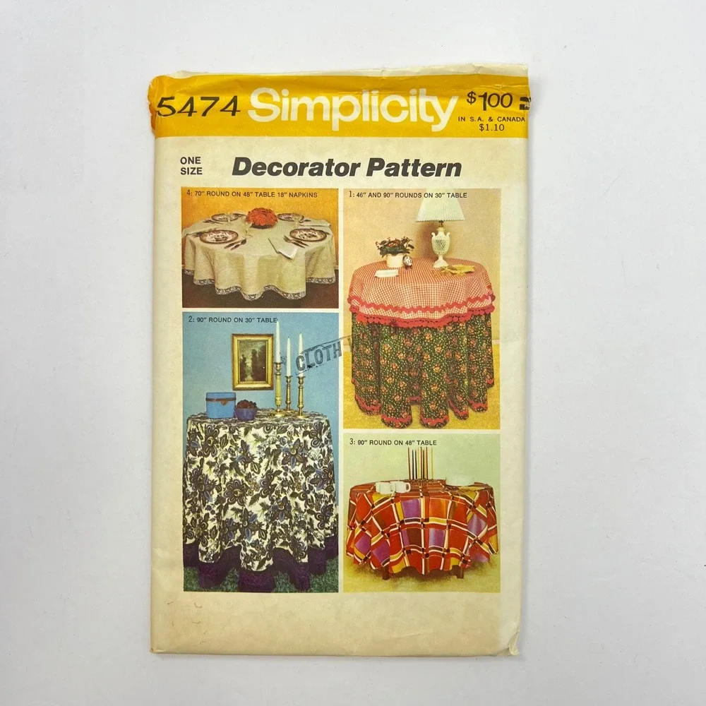 Simplicity 5474 Round Tablecloth and Napkins Sewing Pattern Vintage 1973‎ Uncut